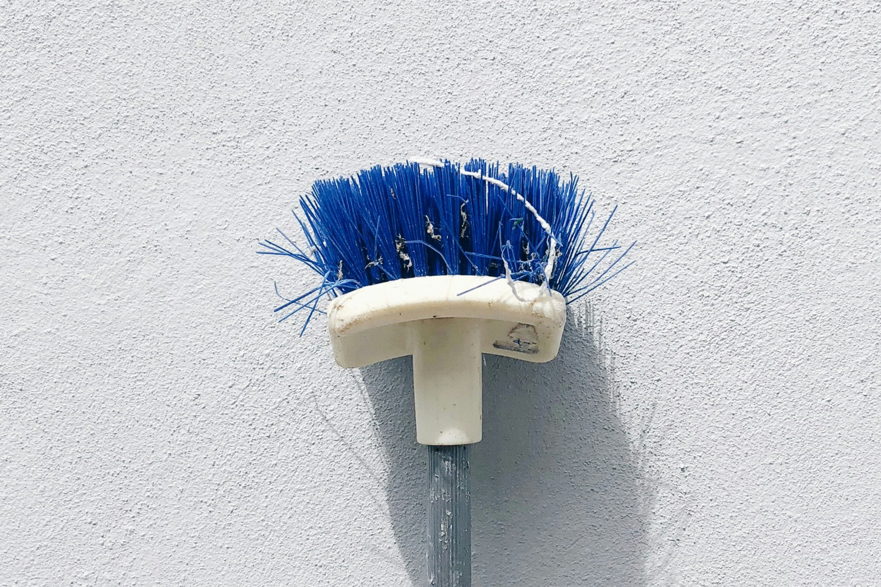 Reinigungsbürste mit Teleskopstange im Einsatz